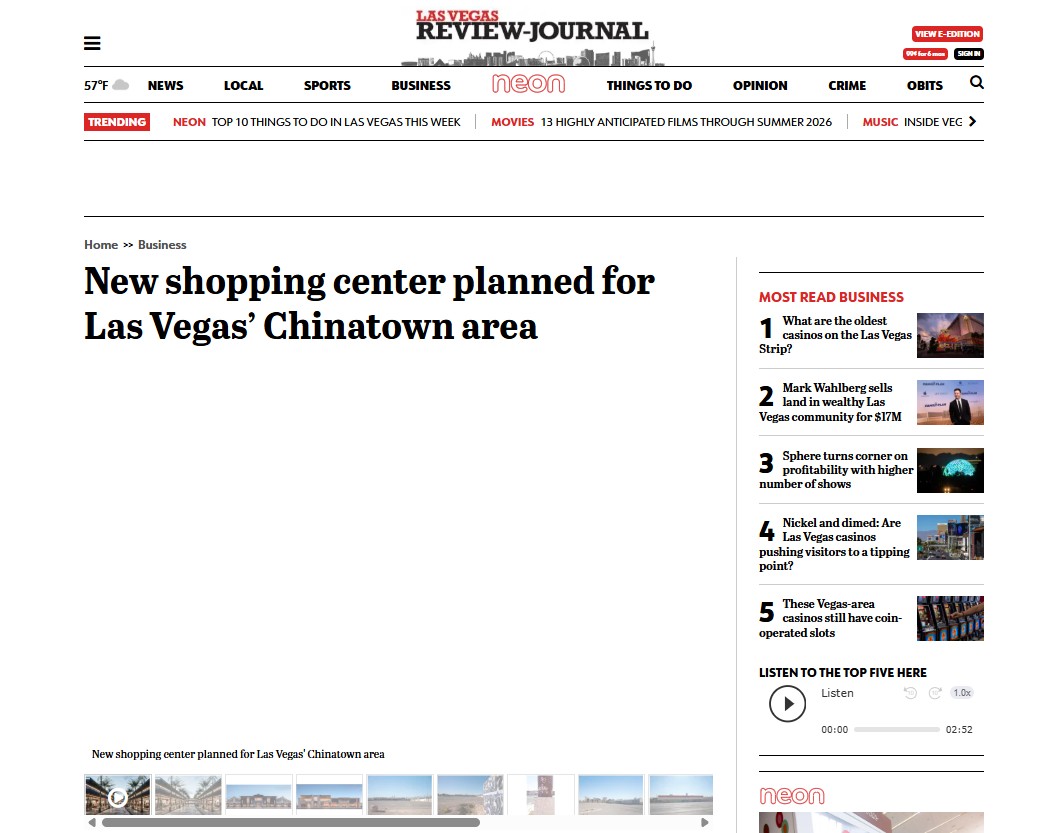 New shopping center planned for Las Vegas’ Chinatown area