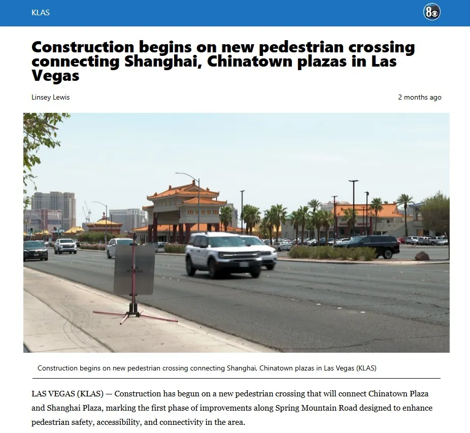 KLAS - Construction begins on new pedestrian crossing connecting Shanghai, Chinatown plazas in Las Vegas