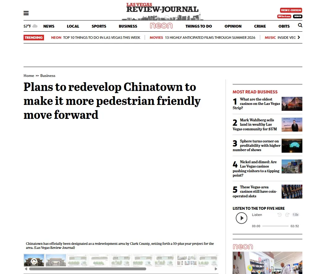 LAS VEGAS RENEW JORNAL - Plans to redevelop Chinatown to make it more pedestrian friendly move forward